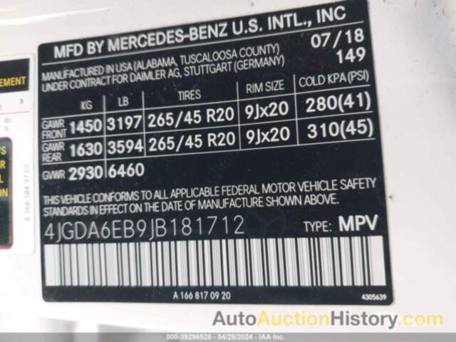 MERCEDES-BENZ AMG GLE 43 4MATIC, 4JGDA6EB9JB181712