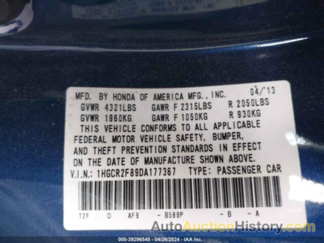 HONDA ACCORD EX-L, 1HGCR2F89DA177367