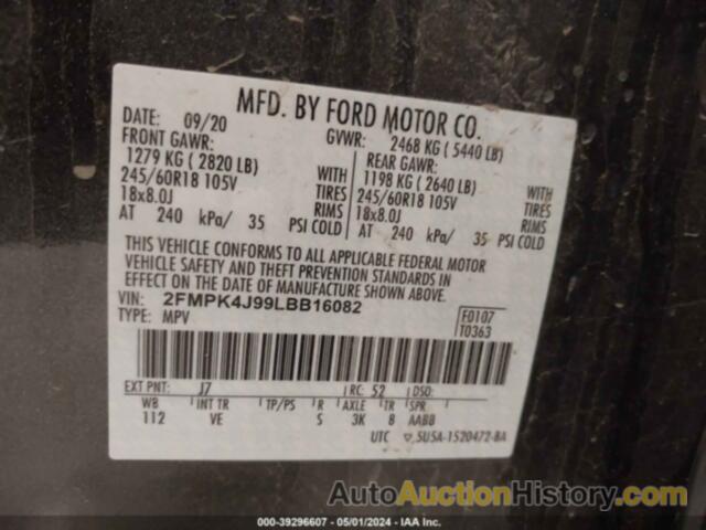 FORD EDGE SEL, 2FMPK4J99LBB16082