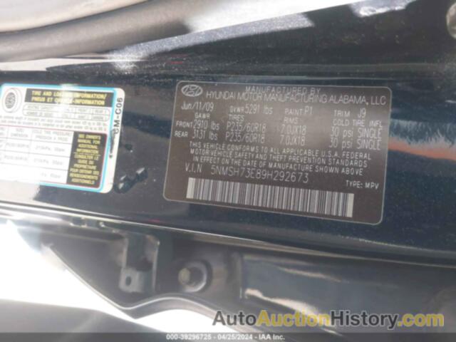 HYUNDAI SANTA FE LIMITED, 5NMSH73E89H292673