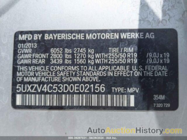 BMW X5 XDRIVE35I, 5UXZV4C53D0E02156