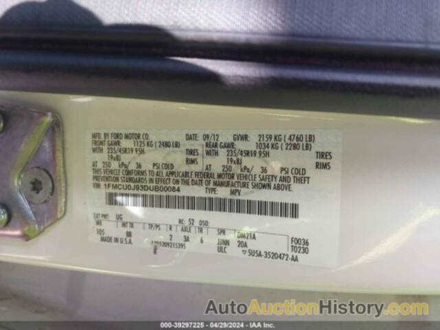 FORD ESCAPE TITANIUM, 1FMCU0J93DUB00084