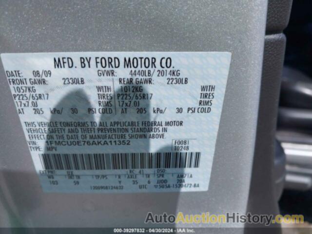 FORD ESCAPE LIMITED, 1FMCU0E76AKA11352