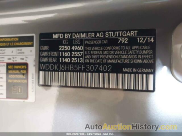 MERCEDES-BENZ E 400 400 4MATIC, WDDKJ6HB5FF307402