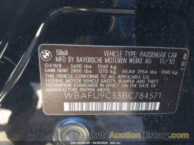 BMW 550I XDRIVE, WBAFU9C53BC784571