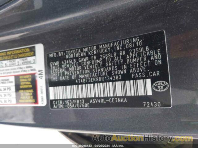 TOYOTA CAMRY LE, 4T4BF3EK8BR134383