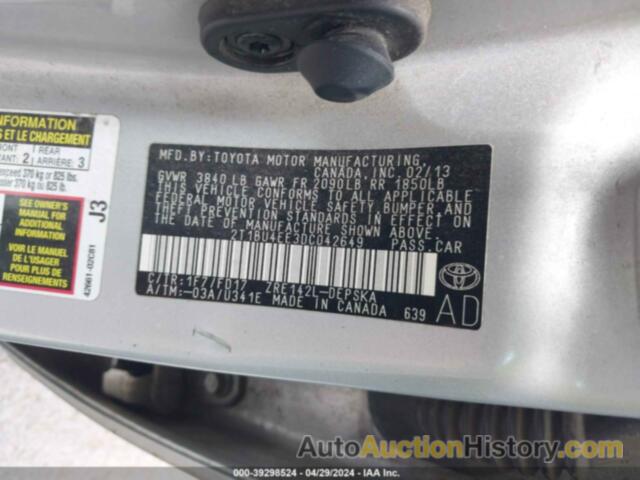 TOYOTA COROLLA L/LE/LE SPECIAL EDITION/S/S SPECIAL EDITION, 2T1BU4EE3DC042649