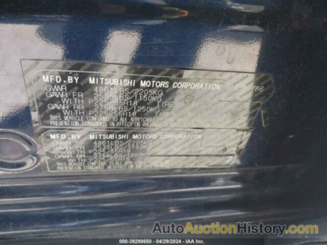 MITSUBISHI OUTLANDER SE/SEL, JA4AZ3A38JZ056313