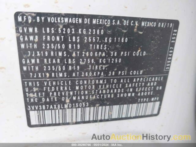 VOLKSWAGEN TIGUAN SE/SEL, 3VV3B7AX8LM015053