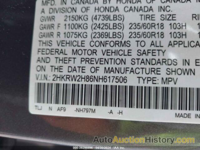 HONDA CR-V AWD EX-L, 2HKRW2H86NH617506