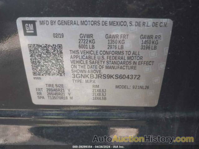 CHEVROLET BLAZER RS, 3GNKBJRS9KS604372