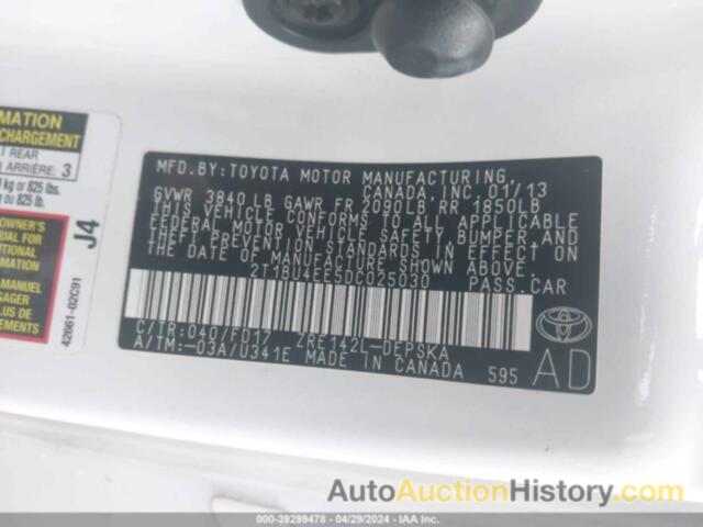 TOYOTA COROLLA S/LE, 2T1BU4EE5DC025030