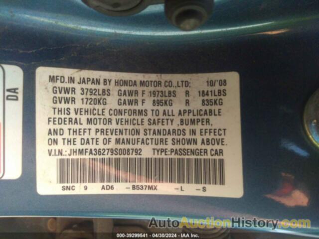 HONDA CIVIC HYBRID HYBRID, JHMFA36279S008792