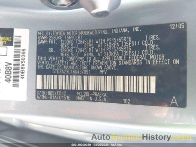 TOYOTA SIENNA CE, 5TDZA23C46S437091