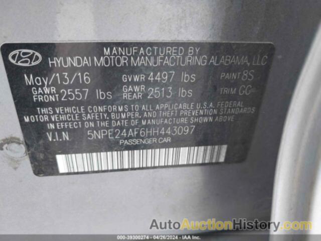 HYUNDAI SONATA, 5NPE24AF6HH443097