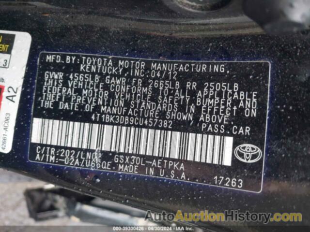 TOYOTA AVALON LIMITED, 4T1BK3DB9CU457382