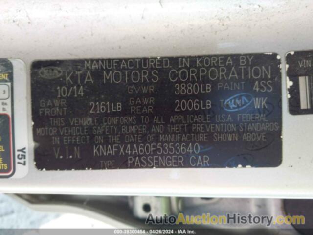 KIA FORTE LX, KNAFX4A60F5353640