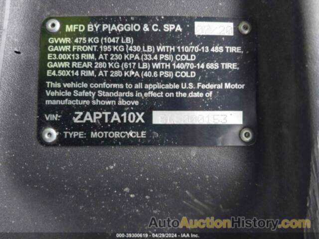 PIAGGIO MP3 500, ZAPTA10X8L5000153