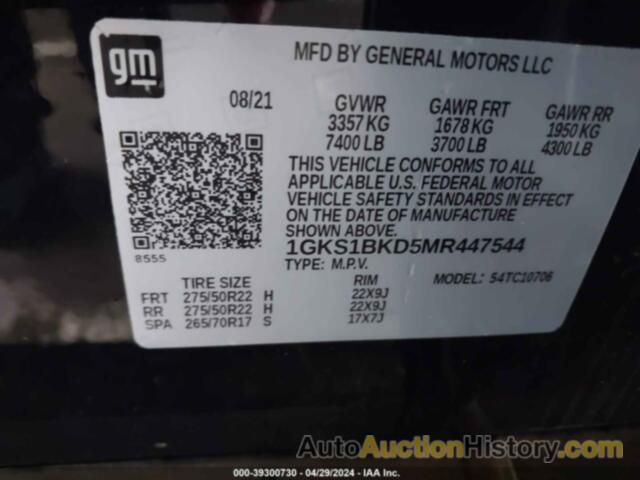 GMC YUKON 2WD SLT, 1GKS1BKD5MR447544