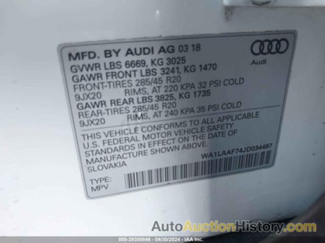 AUDI Q7 3.0T PREMIUM, WA1LAAF74JD034497