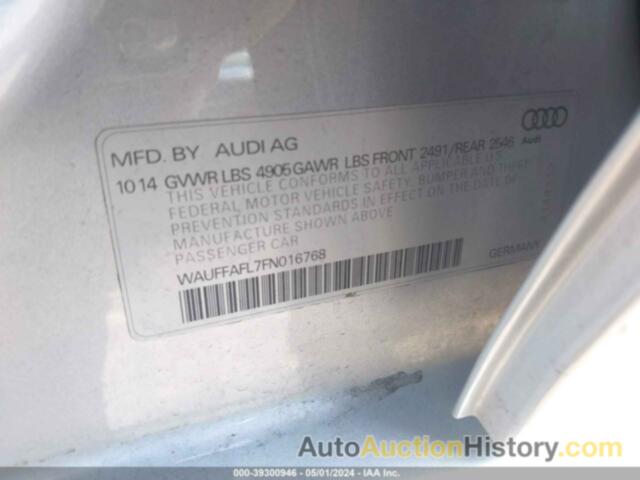 AUDI A4 2.0T PREMIUM, WAUFFAFL7FN016768