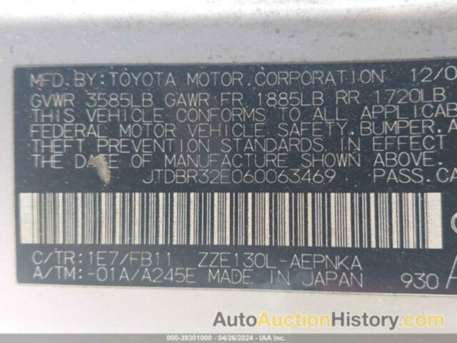 TOYOTA COROLLA LE, JTDBR32E060063469