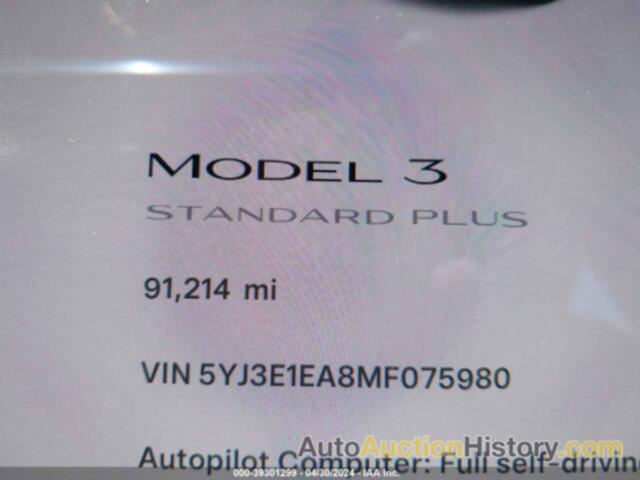 TESLA MODEL 3 STANDARD RANGE PLUS REAR-WHEEL DRIVE, 5YJ3E1EA8MF075980