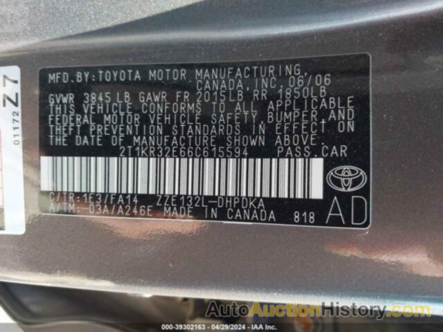 TOYOTA COROLLA MATRIX XR, 2T1KR32E66C615594