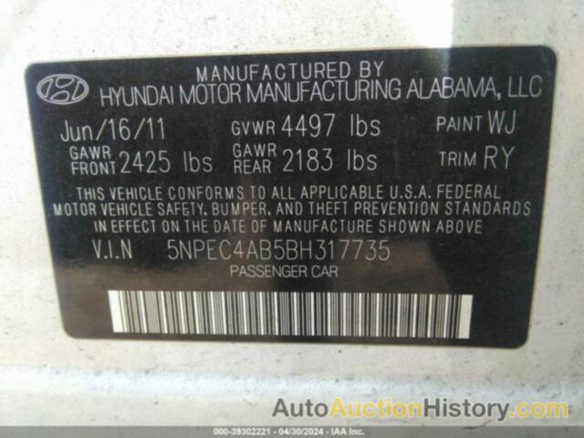 HYUNDAI SONATA SE/LIMITED, 5NPEC4AB5BH317735