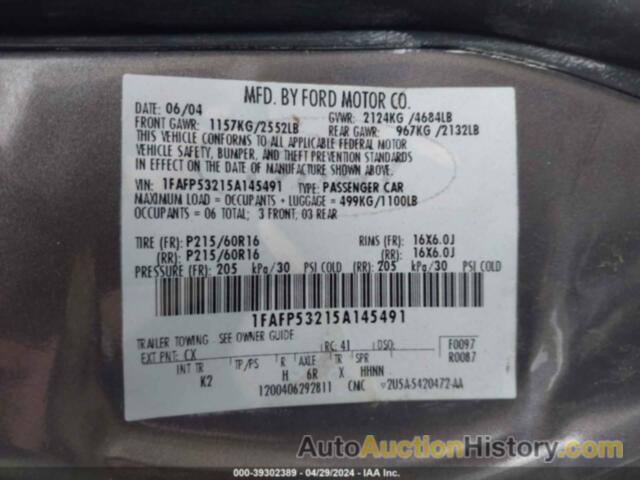 FORD TAURUS SE, 1FAFP53215A145491