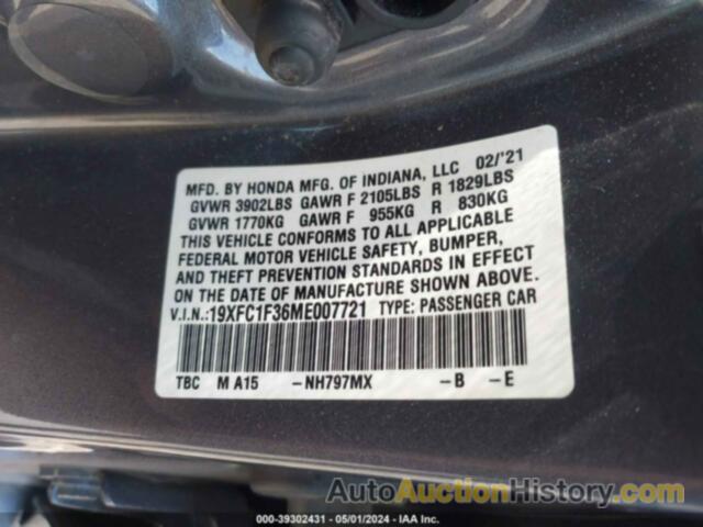 HONDA CIVIC EX, 19XFC1F36ME007721