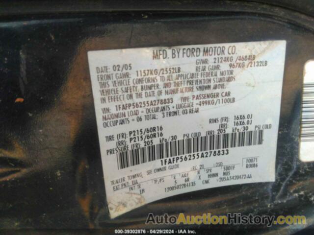 FORD TAURUS SEL, 1FAFP56255A278833