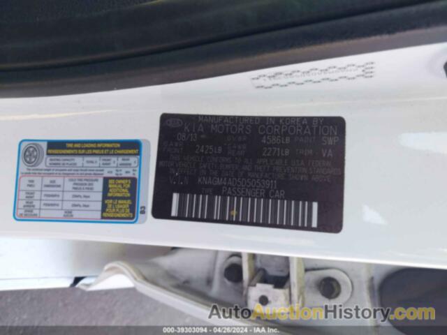 KIA OPTIMA HYBRID LX, KNAGM4AD5D5053911