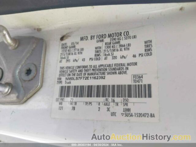 FORD TRANSIT CONNECT XLT, NM0LS7F72E1162392