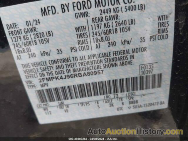 FORD EDGE SEL, 2FMPK4J96RBA80957