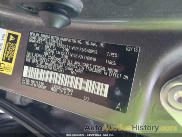 TOYOTA HIGHLANDER XLE, 5TDKKRFH8FS073241