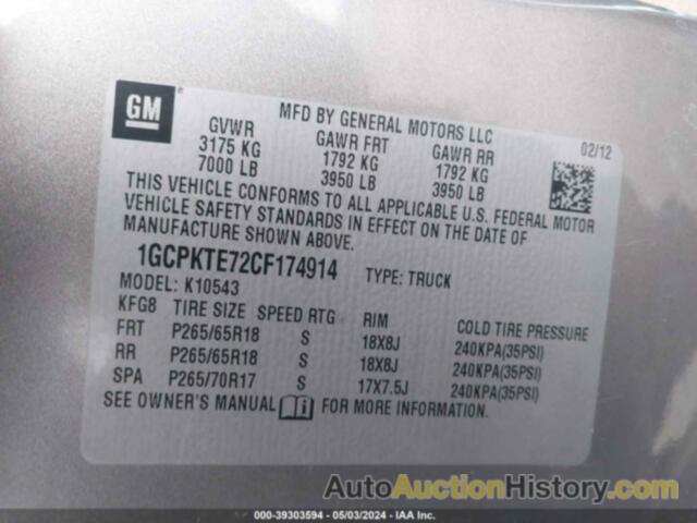 CHEVROLET SILVERADO 1500 LTZ, 1GCPKTE72CF174914