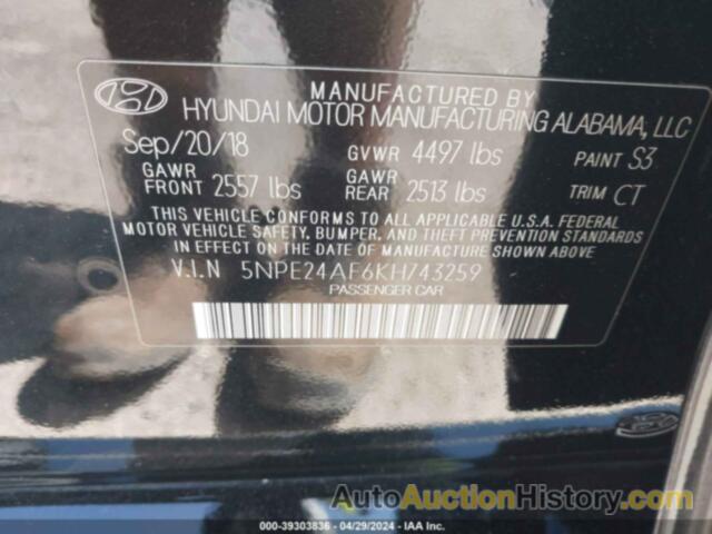 HYUNDAI SONATA SE, 5NPE24AF6KH743259