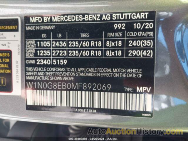 MERCEDES-BENZ GLC 300 4MATIC SUV, W1N0G8EB0MF892069