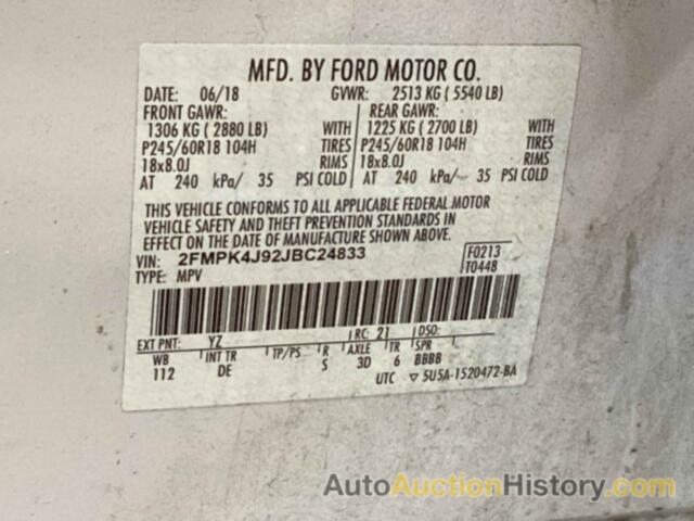 FORD EDGE SEL, 2FMPK4J92JBC24833