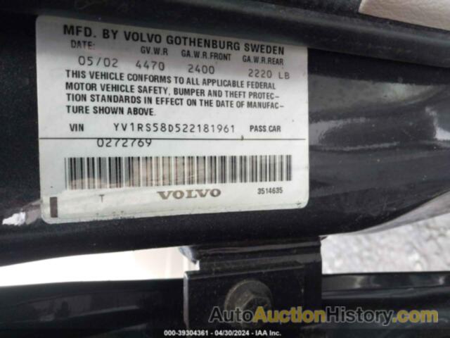 VOLVO S60 2.4T, YV1RS58D522181961
