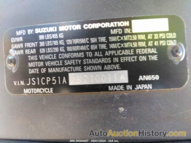 SUZUKI AN650, JS1CP51AX82100114