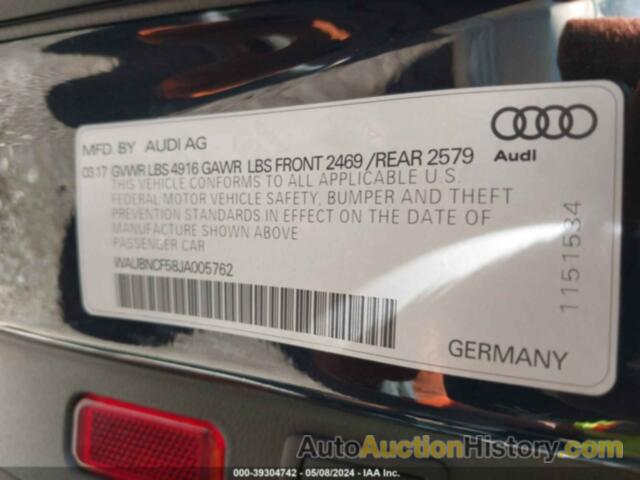 AUDI A5 PREMIUM PLUS, WAUBNCF58JA005762