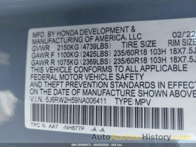 HONDA CR-V EX, 5J6RW2H59NA006411