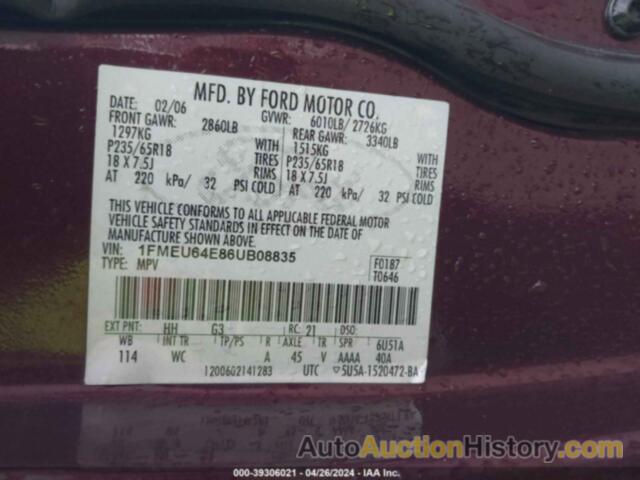 FORD EXPLORER EDDIE BAUER, 1FMEU64E86UB08835