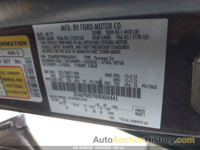 FORD FUSION SE, 3FA6P0H79HR404441