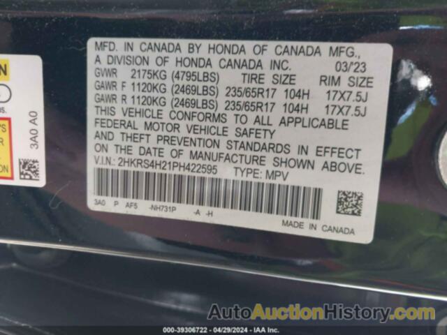 HONDA CR-V LX AWD, 2HKRS4H21PH422595