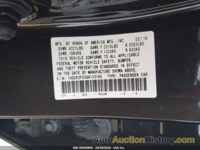 HONDA ACCORD SPORT, 1HGCR2F50GA133185