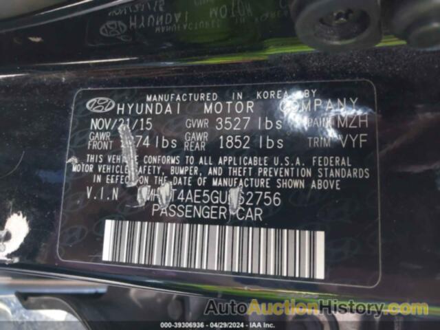 HYUNDAI ACCENT SE, KMHCT4AE5GU062756