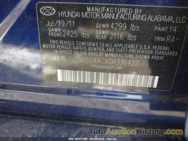 HYUNDAI SONATA SE/LIMITED, 5NPEC4ACXCH336422